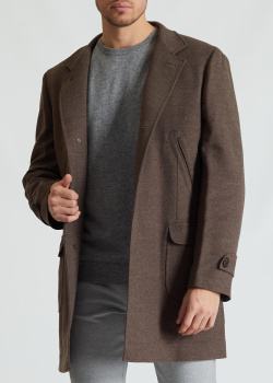 Коричневе пальто Brunello Cucinelli із вовни з кашеміром, фото